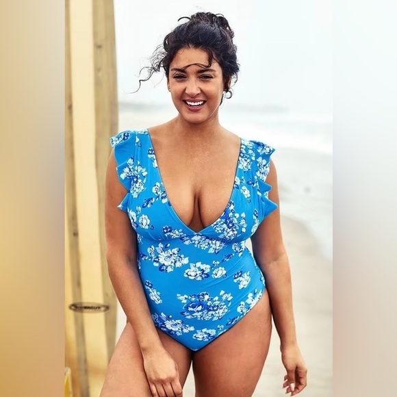 Cupshe Other - Cupshe Royal Elegance Blue Floral One Piece Swimsuit Size Medium